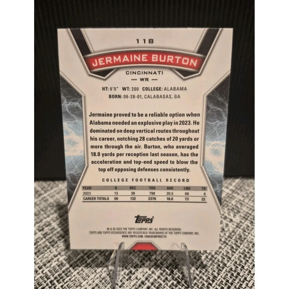 2024 Topps Jermaine Burton 118 Resurgence Surge Refractor /399 RC Bengals